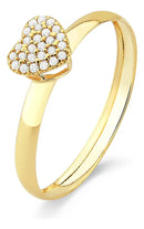 Anel Feminino De Ouro 18k Chuveirinho Coração Com Zircônias